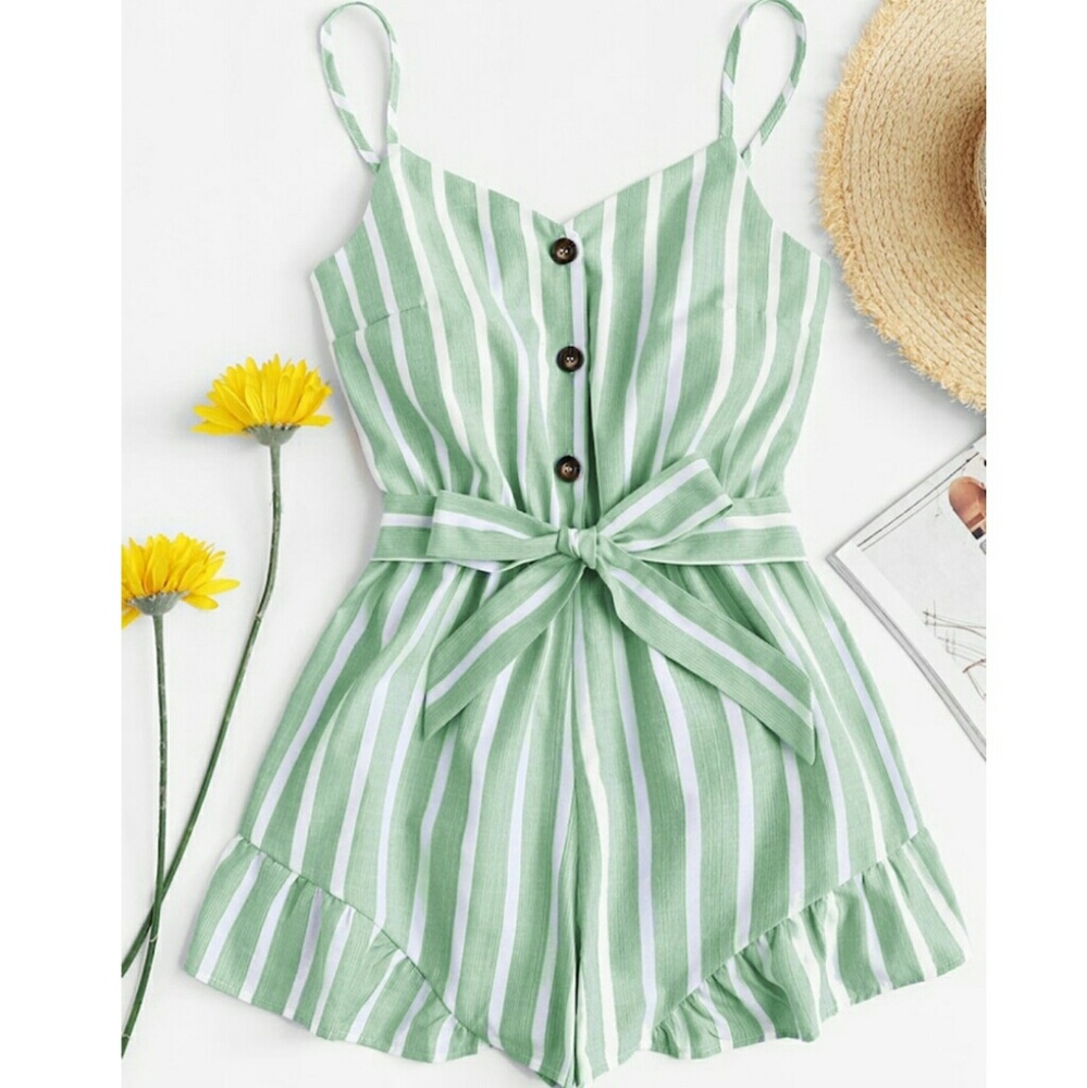 BRAND NEW Shein Tie Waist Striped Romper